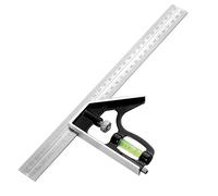 12Inch/300mm Combination Square, Stainless Steel 45/90 Degree Angle Try Square Ruler Tool Set with Bubble Level 0-300mm Graduation Range Measuring Tool for Woodworking Engineer Carpenter