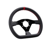 12Inch 300mm Steering Wheel Flat Leather Car Drift Pc Game Sport Wheels Control Universal PCD-6x70mm(Stitching red)