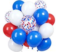 12inch 50pcs Red Navy Blue and White Latex Balloons,Red Blue and White Confetti Balloons for Independence Day,July 4th Party,Memorial Day,Veterans Day,Party Decoration