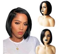 12Inch Bob Wig Hair,Bob Lace Front Wigs,Short Straight Frontal Wigs,Fluffy Natural Side Parted Wig,Realistic Black Hair Cover,for Black Women