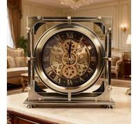 12inch Bronze Moving Gears Desk Clock Mantle Clock Fireplace Standing Clock