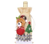 12inch Christmas Wine Bottle Bags，Linen Snow Cartoon Drawstring Bottle Cover，Santa Snowman Pattern Bottle Wrap Christmas Bottles Bags,for Wine,Whiskey,Bottles Covers Xmas Dinner Party Table Decor (B)