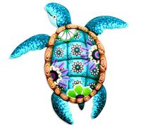12Inch Large Sea Turtle Decor, Turtle Wall Art Ocean Hanging Sculpture, Metal Wall Decoration for Bathroom Bedroom Swimming Pool