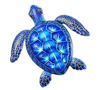 12Inch Large Turtle Wall Decor, Sea Turtle Ocean Hanging Sculpture, Metal Marine Life Theme Wall Decoration for Bathroom Bedroom Swimming Pool (blue)