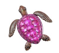 12Inch Large Turtle Wall Decor, Sea Turtle Ocean Hanging Sculpture, Metal Marine Life Theme Wall Decoration for Bathroom Bedroom Swimming Pool (pink)