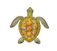 12Inch Large Turtle Wall Decor, Sea Turtle Ocean Hanging Sculpture, Metal Marine Life Theme Wall Decoration for Bathroom Bedroom Swimming Pool (yellow)