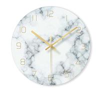 12Inch Nordic Marble Color Digital Wall Clock Tempered Glass Bedroom Art Clocks Personality Living Room Wall Watch(Gray)