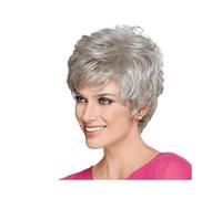 12inch Short Curly Gray Wigs Natural Curly Layered Synthetic Hair Wigs Halloween Costume Wig for Women Womans Hair Topper(Silvery)