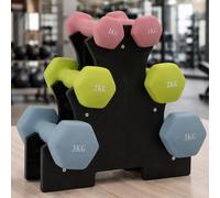 12KG Dumbbell Set Hex Weights Pair Home Gym Fitness Training with Storage Stand