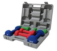 12kg Neoprene Dumbbell Set Rubber Vinyl Hand Weight Aerobic Exercise Set with Carry Case | Ladies Arm Hand Weights | Exercise Dumbbell For Home Gym With Carry Case Multicolour