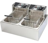 12L/6L Deep Fat Fryer, Electric Deep Fryer w/Non-Slip Easy Clean Adjustable Temperature Control Stainless Steel Fryer with Basket & Lid (12L)