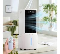 12L Air Cooler for Home, Quiet Portable Evaporative Cooler, Remote Control, 7.5H Timer, 2 Ice Crystal Boxes, White