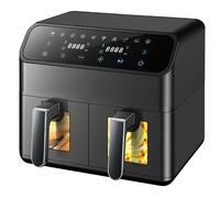 12L Air Fryer Dual Zone Digital Oven Cooker Oil Free Low Fat with 100 Tray Large VOGREX Black 14"