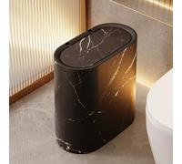 12L Bathroom Bin with lid,Push Button Plastic Bins for Toilet Bin,Kitchen Bins,Bedroom,Office,Living Room,Dog Proof (Black)
