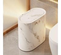 12L Bathroom Bin with lid,Push Button Plastic Bins for Toilet Bin,Kitchen Bins,Bedroom,Office,Living Room,Dog Proof (White)