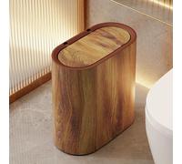 12L Bathroom Bin with lid,Push Button Plastic Bins for Toilet Bin,Kitchen Bins,Bedroom,Office,Living Room,Dog Proof (Brown)