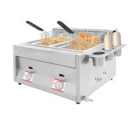 12L Commercial LPG Deep Fryers, Countertop Gas Deep Fryer, Stainless Steel LPG Gas Deep Fat Fryer, Professional Double Fryer Gas 2 x 6 L with Basket and Lid, for Chicken, Chips, Home, Kitchen