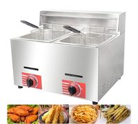 12L Commercial LPG Gas Deep Fryer Stainless Steel Countertop Fryer - Large Capacity Chicken and Fries Outdoor Gas Fryer with Lid