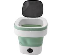 12L Compact Foldable Mini Washer with Spin Dryer, Multifunctional Portable Washing Machine for Underwear Socks Clothes Apartment Dorm Traveling(Green)