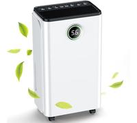 12L/Day Dehumidifier Real-Time Digital Humidity Display & Control, Childlock, Smart Dehumidify/Laundry Dry/Sleep Mode, 24H Timer for Home/Basement/Office, 3 Color Light, 2L Water Tank & Drainage Hose