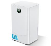 12L/day Dehumidifier with Digital Humidity Sensor & Display - 24-Hour Timer, 3 Dehumidification Modes, Continuous Drain, Ideal for Bedrooms, Office, Basements