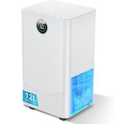 12L/day Dehumidifier with Humidity Sensor & Display and 24-Hour Timer, 3 Dehumidification Modes, Suitable Bedrooms, Office, Basements, Continuous Draining, White - Upgraded
