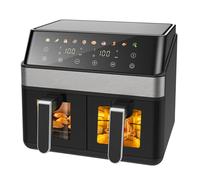 12L Dual Zone Digital Air Fryer Oven Cooker Oil Free Low Fat with 100 Tray Large VOGREX Black 14"
