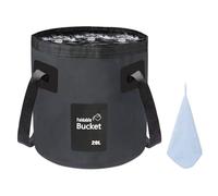 12L Folding Water Bucket, Portable & Lightweight for Outdoor Use, Black | Durable 500D PVC, Upgraded Handle, Folds Flat, Collapsible Bucket for Camping, Hiking, Fishing, Gardening, Car Wash & Travel