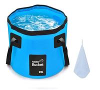 12L Folding Water Bucket, Portable & Lightweight for Outdoor Use, Blue | Durable 500D PVC, Upgraded Handle, Folds Flat, Collapsible Bucket for Camping, Hiking, Fishing, Gardening, Car Wash & Travel