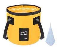 12L Folding Water Bucket, Portable & Lightweight for Outdoor Use, Yellow | Durable 500D PVC, Upgraded Handle, Folds Flat, Collapsible Bucket for Camping, Hiking, Fishing, Gardening, Car Wash & Travel
