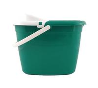 12L Green Durable Colour-Coded Mop Bucket with Removable Squeegee - Sturdy Polypropylene Cleaning with Anti-Slip Gripper Handle & Pouring Spout - Ideal for Hygienic Home, Kitchen & Industrial Use