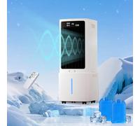 12L Ice Water Cooler Unit, Ventless 800 m³/h Evaporative Fan, Remote Control, 12H Timer, 90° Oscillation, White