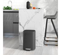 HOMCOM 20L Kitchen Pedal Bin, Metal Rubbish Bin with Soft-close Lid, Black, Black
