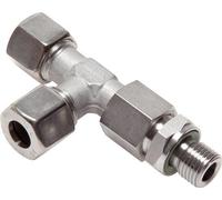 12L & M16x1.5 Stainless Steel Right Angle Tee Compression Fitting with Male Threads 315 bar Adjustable ISO 8434-1