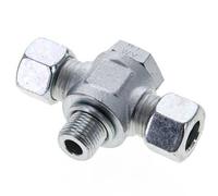 12L & M16x1.5 Zink plated Steel Tee Swivel Joint Cutting Fitting with Male Threads 315 bar ISO 8434-1