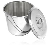 SPARES2GO 12 Litre Stainless Steel Metal Bucket Handled Pail with Lid for Bar Cellar Catering Food Kitchen (Silver)
