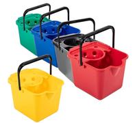 12L Plastic Mop Buckets For Cleaning Hard Floors Green Blue Red Yellow & Metallic With Lip For Easy Pouring (1, Yellow)