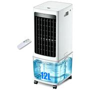 12L Portable Air Conditioners,65W Evaporative Air Cooler with Remote 3-side Air Intake 60°/120° Oscillation Bladeless for Home Office,Bedroom Kitchen