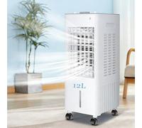 12L Portable Air Cooler with 120° Wide Angle Cooling & Humidification | 90° Auto Oscillation 3-Speed Modes, Dual Water Tanks, Castor Wheels | Energy Saving 75W for Home Office