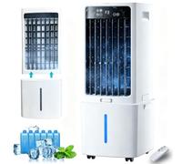 12L Quiet Swamp Cooler with Remote, Windowless Portable Air Conditioners Fan with 3 Speeds, 6 Ice Packs,1-12h Timer, 90° Oscillation for Room Office Garage
