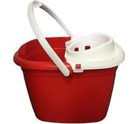 12L Red Mop Bucket with Removable Angled Squeegee - Colour Coded Durable Polypropylene Cleaning Bucket with Pouring Spout and Gripper Handle for Commercial and Home Use