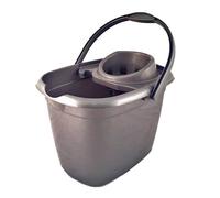 12L Silver Durable Colour-Coded Mop Bucket with Removable Squeegee - Sturdy Polypropylene Cleaning with Anti-Slip Gripper Handle & Pouring Spout - Ideal for Hygienic Home, Kitchen & Industrial Use