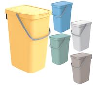 Keden Systema Q Sorting Waste Bin 12L Recycling Bin Separation Segregation Lidded with Handle Hanging Dustbin Garbage Can Slim Paper Glass Plastic Metal (Blue)