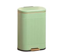12L Stainless Steel Recycling Bin Large Capacity Pedal Trash Can for Kitchen & Living Room Double-Layer Garbage Can Eco-Friendly Waste Paper Basket (Green 30.5x21x42.5cm)