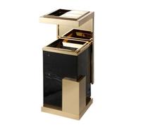 12L Stainless Steel Trash Can with Ashtray Marble Waste Bin Garbage Bin for Home & Office Stylish Rubbish Bin Easy to Clean Modern Design