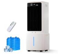 12L Ventless Air Chiller, 800 m³/h Evaporative Cooling Fan with Remote Control, 12H Timer, 90° Oscillation Floor Unit, White