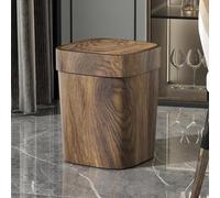 12L Vintage Small Trash Can, Garbage Can For Bathroom, Trash Bin Kitchen, Imitation Wood Grain Rectangle Toilet Garbage Bin With Swing Lid, For Kitchen Laundry Room Under Sink Farmhouse Apartment