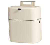 12L Wall Mounted Trash Can with Lid Sealed Plastic Garba Bin for Kitchen & Bathroom Nail Free Installat Space Saving Cream White Design