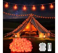 12M 100 LED Battery Fairy Lights Indoor Outdoor Globe String Lights Battery Operated Christmas Lights with Remote Timer 8 Modes for Outside Garden Patio Party Bedroom Wedding Decorations-Orange