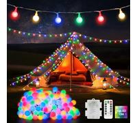 12M 100 LED Christmas Lights Battery Fairy Lights Indoor Outdoor Globe String Lights Waterproof with Remote 8 Modes for Outside Tree Garden Patio Party Bedroom Wedding Xmas Decorations-Multicolored